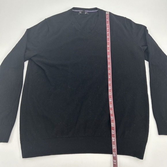 Banana Republic Sweater Men L Black V-Neck Pullover 100% Merino‎ Extra Fine Wool - Picture 4 of 7